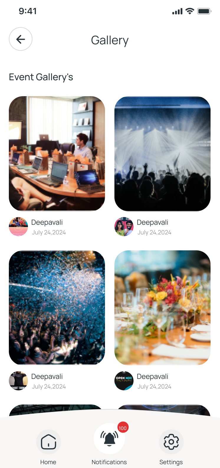 Event gallery in the resident app